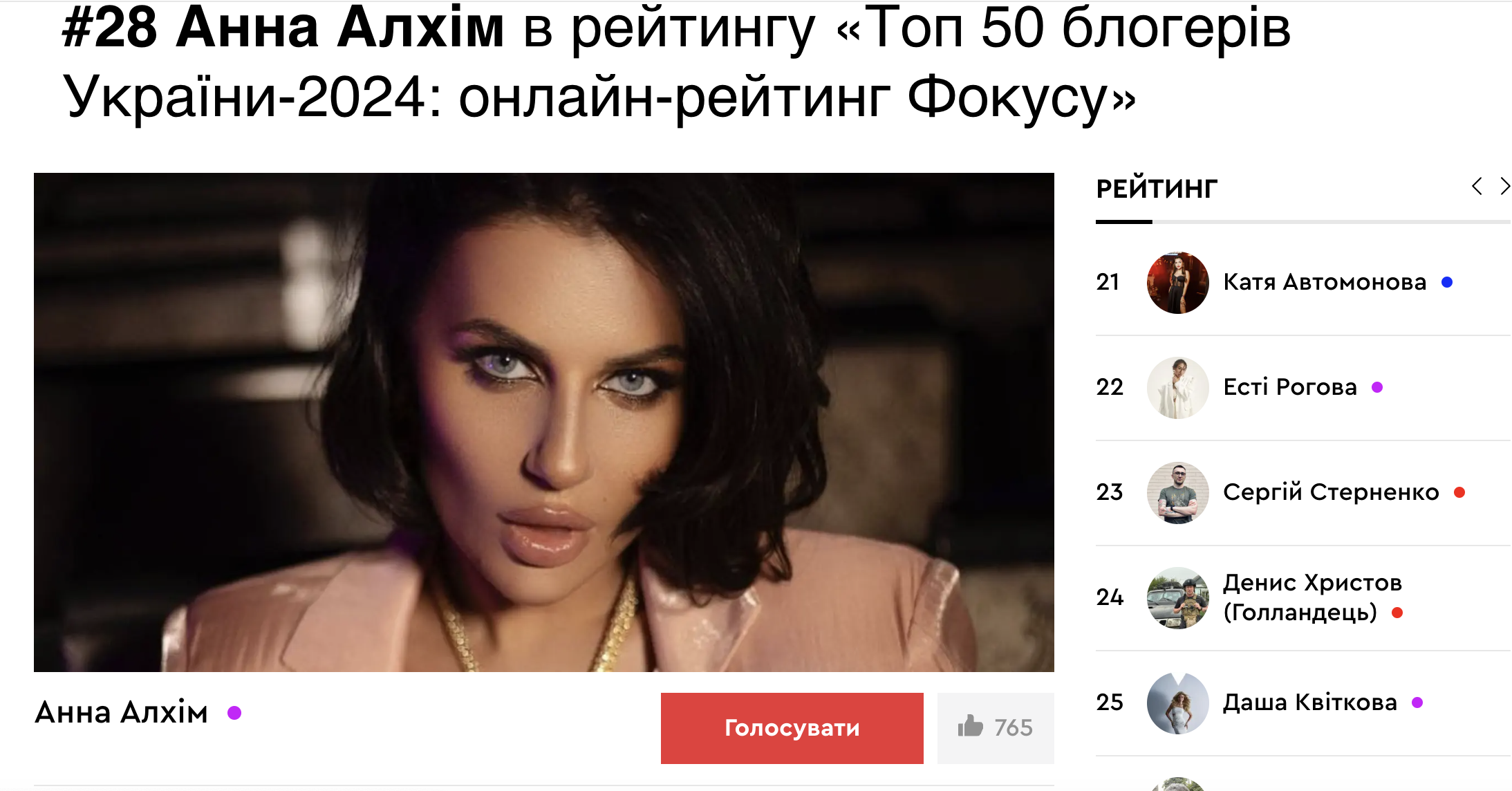 У мережі проходить голосування за найкращих блогерів України: серед кандидатів - зрадниця Стужук